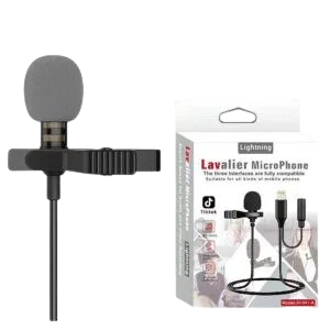 Lavalier Microphone For Iphone & Tablet – External Clip On Mini Lapel Mic For Video Recording & Vlogging With 3.5mm Connector, Windscreen, Mount & Carrying Pouch